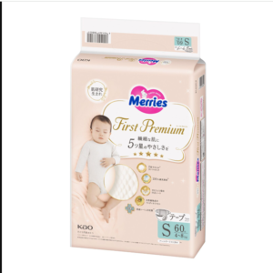 Merries First Premium Nappies Size S 60PK (4-8KG) - NEW VERSION