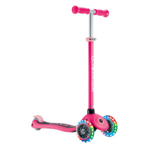 GLOBBER PRIMO V2 SCOOTER WITH LIGHTS AND GRIPTAPE - FUCHSIA/ PASTEL PINK