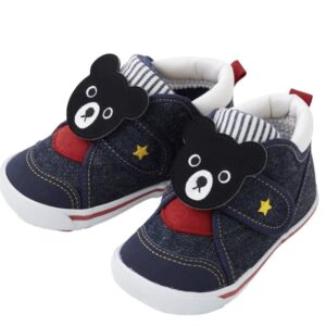 <MIKI HOUSE>Double B-Second Step Shoes with Bear-Indigo Blue<made in Japan>